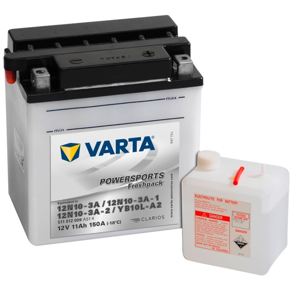Varta POWERSPORTS Fresh Pack 12V 11Ah 12N10-3A YB10L-A2