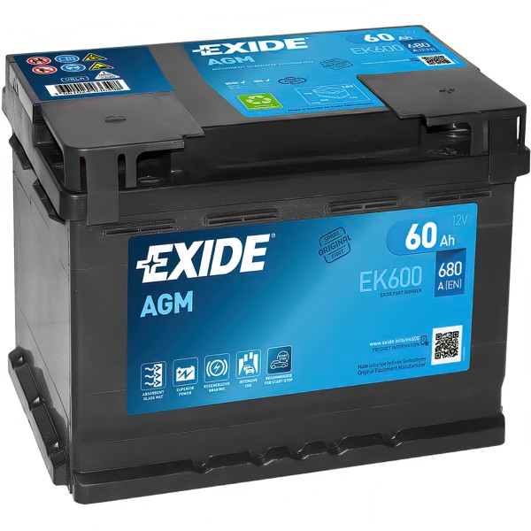 Exide Start-Stop AGM EK600 12V 60 Ah 680 A/EN