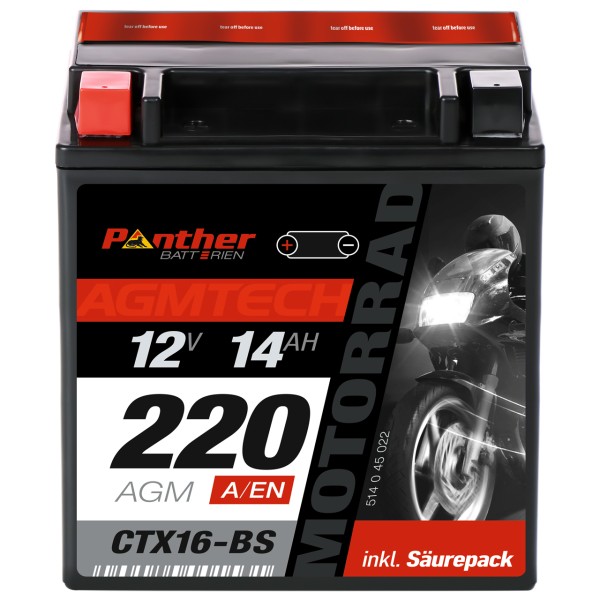 Motorradbatterie 51445 12V 14Ah CTX16-BS