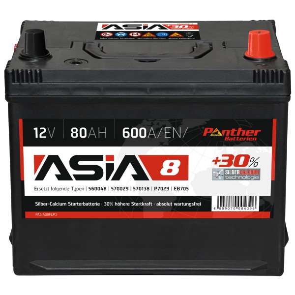 Asia+30% Line 12V 80Ah 600 A/EN gefüllt