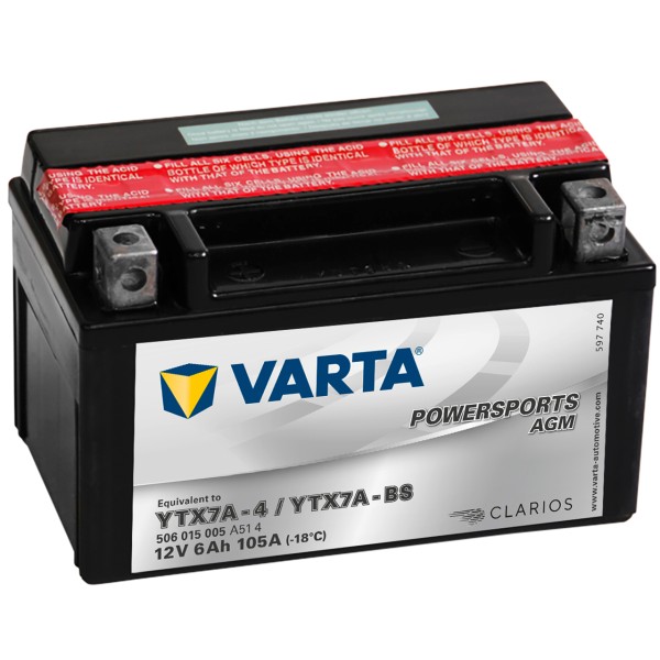 Varta POWERSPORTS AGM 12V 6Ah YTX7A-4 YTX7A-BS
