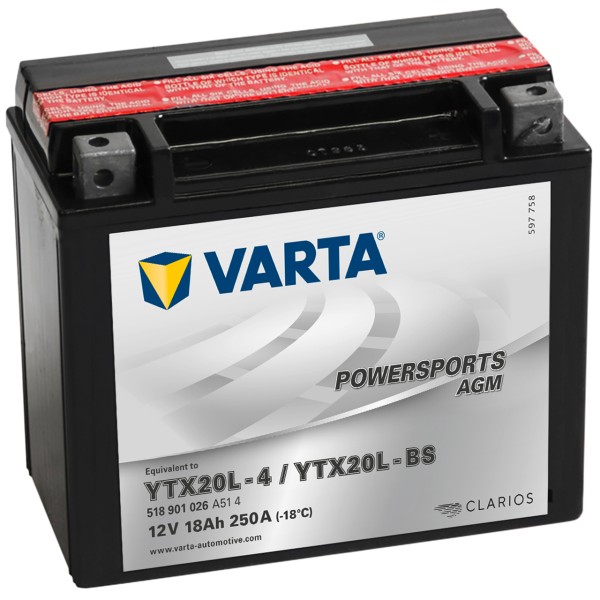 Varta POWERSPORTS AGM 12V 18Ah YTX20L-BS YTX20L-BS