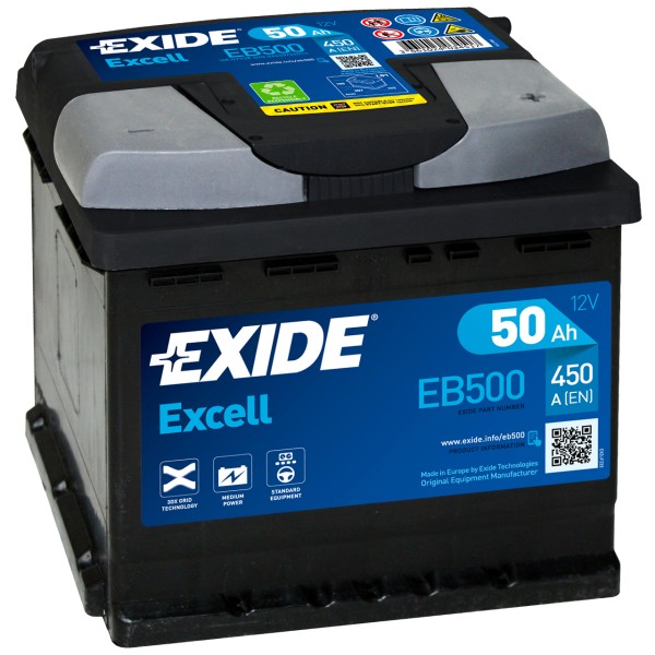 Exide Excell EB500 12V 50 Ah 450 A/EN