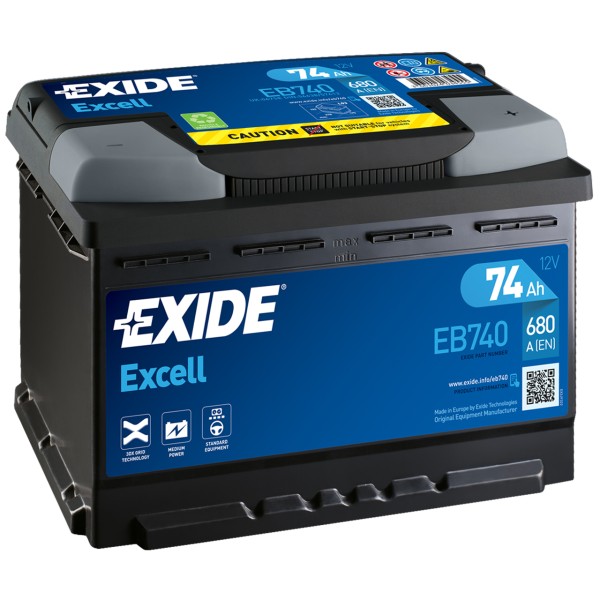 Exide Excell EB740 12V 74 Ah 680 A/EN