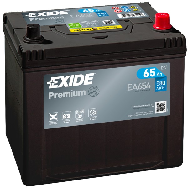 Exide Premium Carbon Boost JIS EA654 65Ah 580A/EN