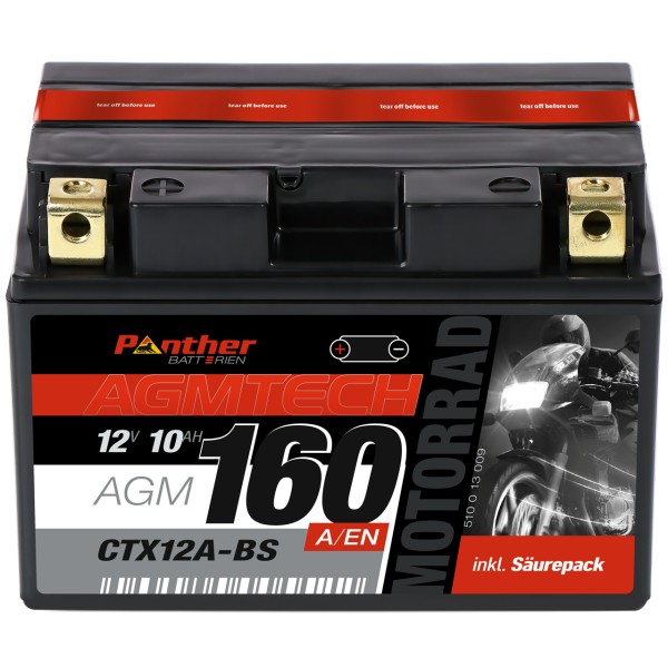 Motorradbatterie 51013 12V 10Ah CTX12A-BS