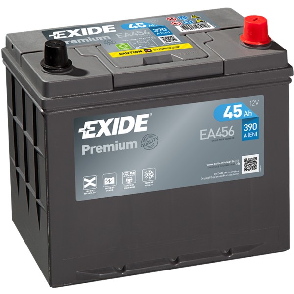 Exide Premium Carbon Boost JIS EA456 45Ah 390A/EN