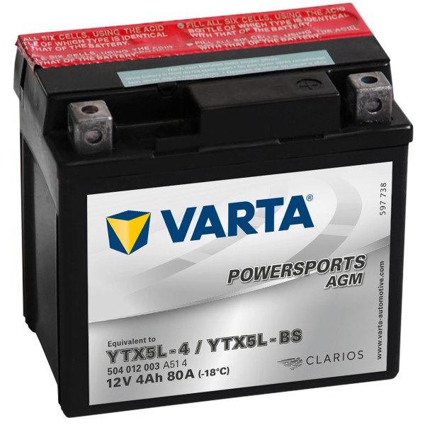 Varta POWERSPORTS AGM 12V 4Ah YTX5L-4 YTX5L-BS