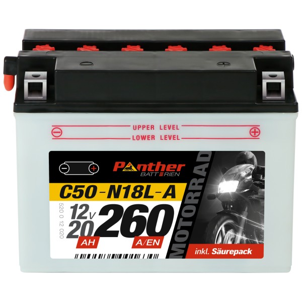 Motorradbatterie 52012 12V 20Ah C50-N18L-A