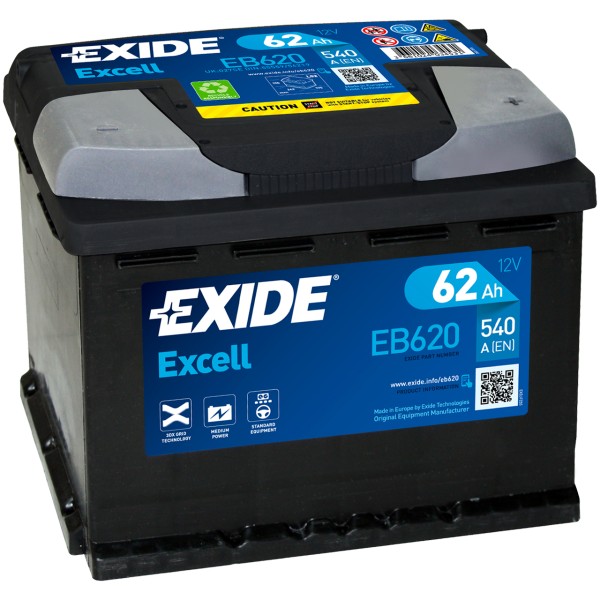 Exide Excell EB620 12V 62 Ah 540 A/EN