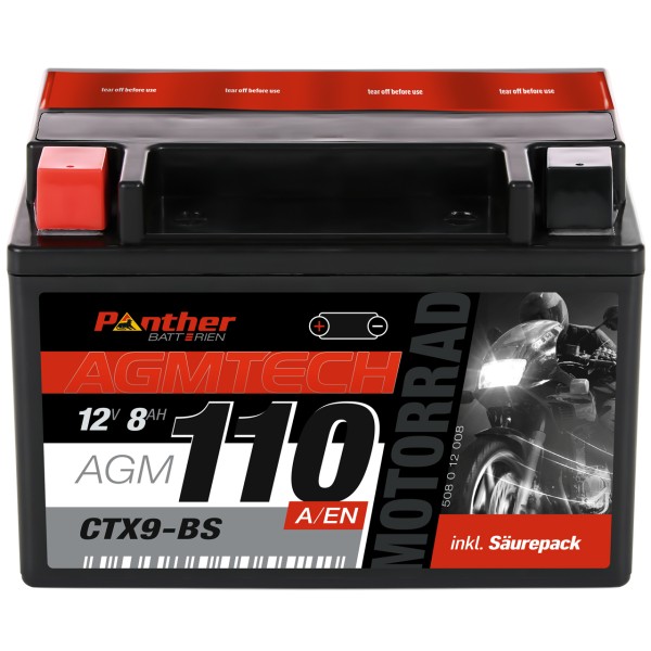 Motorradbatterie 50812 12V 8Ah CTX9-BS