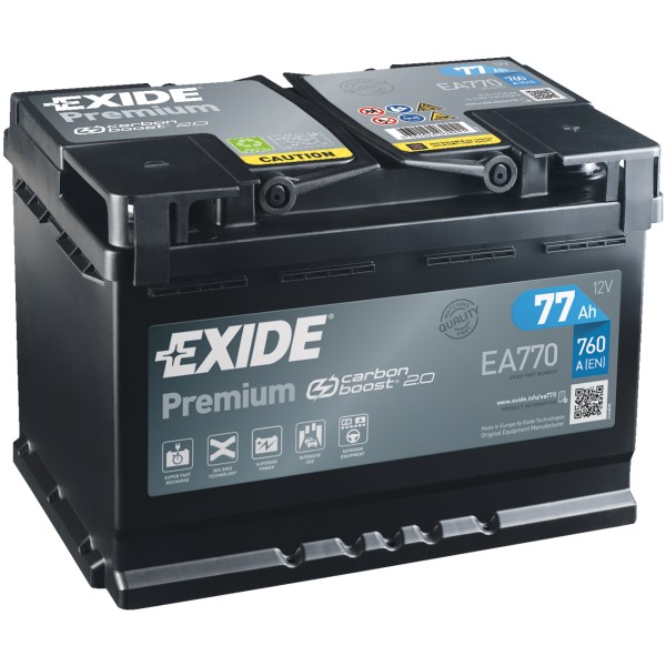 Exide Premium Carbon Boost EA770 77Ah 760 A/EN