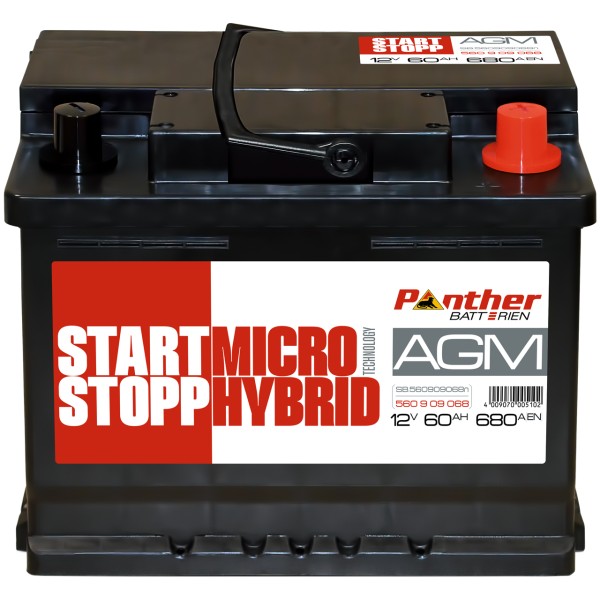 Start-Stop AGM 12V 60Ah 680 A/EN gefüllt