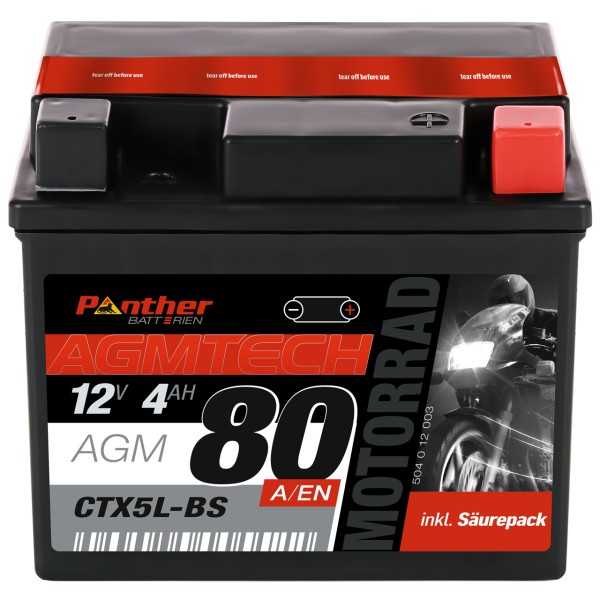 Motorradbatterie 50412 12V 4Ah CTX5L-BS