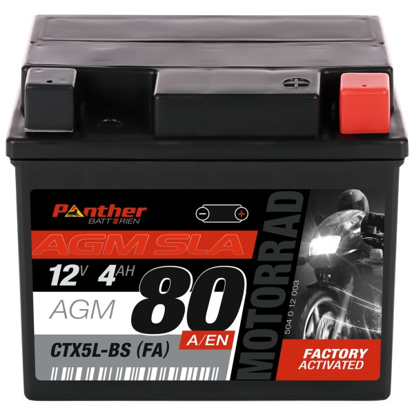 Motorradbatterie 50412 12V 4Ah CTX5L (FA) gefüllt