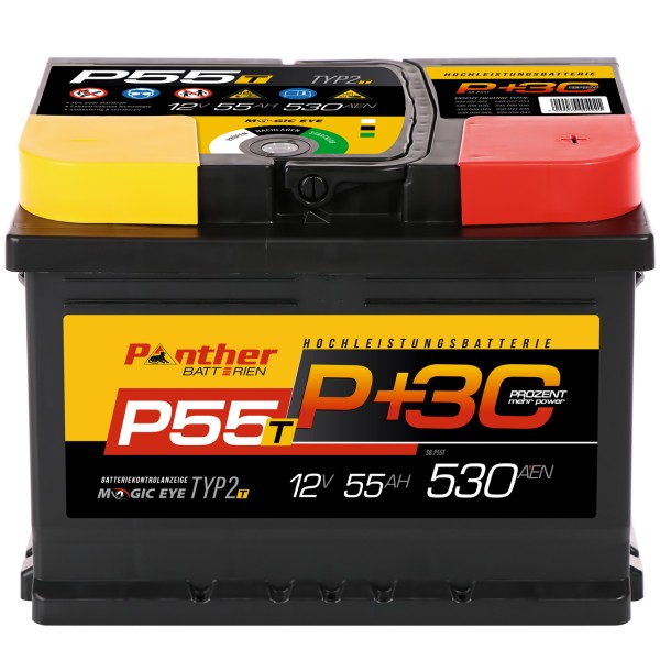 P+30% T-Line 12V 55 Ah 530A/EN gefüllt