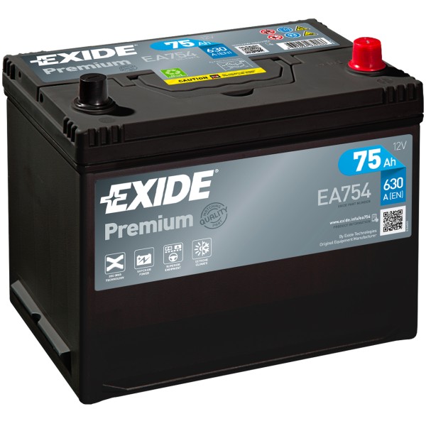 Exide Premium Carbon Boost JIS EA754 75Ah 630A/EN