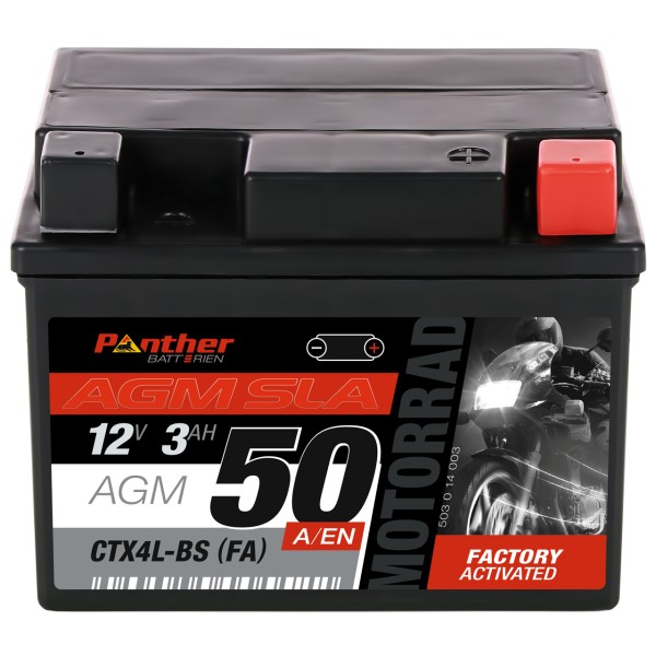 Motorradbatterie 50314 12V 3Ah CTX4L (FA) gefüllt