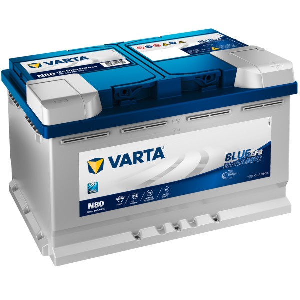 VARTA Start-Stop EFB N80 12V 80Ah 800 A/EN gefüllt