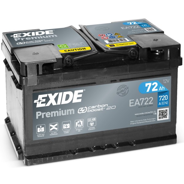 Exide Premium Carbon Boost EA722 72Ah 720A/EN