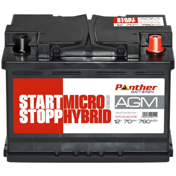 Start-Stop AGM 12V 70Ah 760 A/EN gefüllt