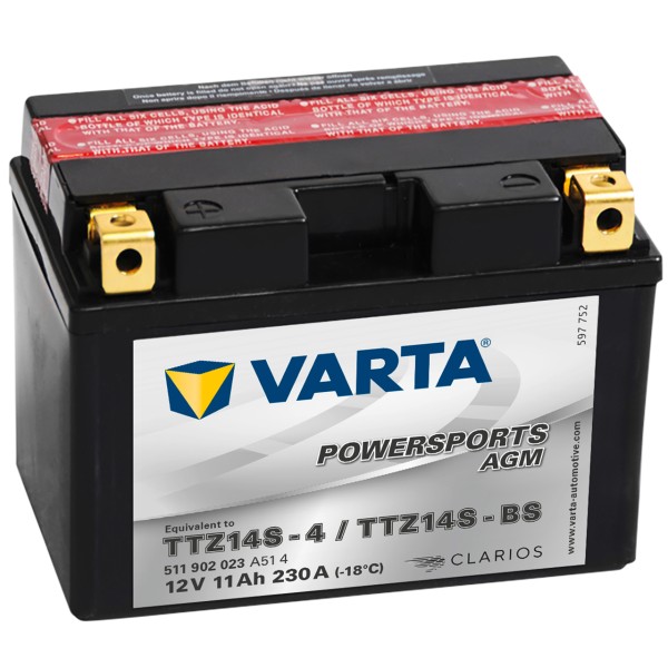 Varta POWERSPORTS AGM 12V 11Ah YTZ14S-4 YTZ14S-BS