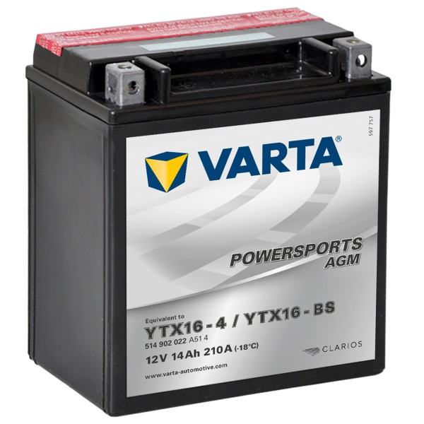 Varta POWERSPORTS AGM 12V 14Ah YTX16-4 YTX16-BS