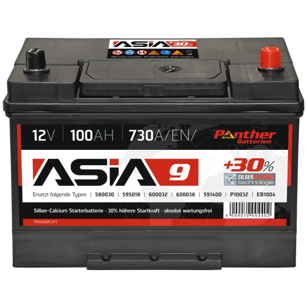 Asia+30% Line 12V 100Ah 730 A/EN gefüllt