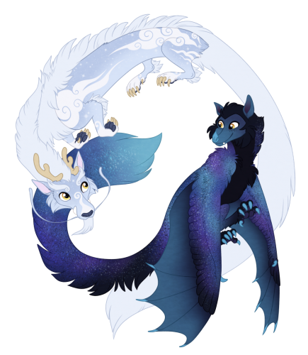 two bloo dragon doods