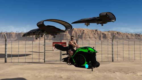 Parker on her hoverbike 1A