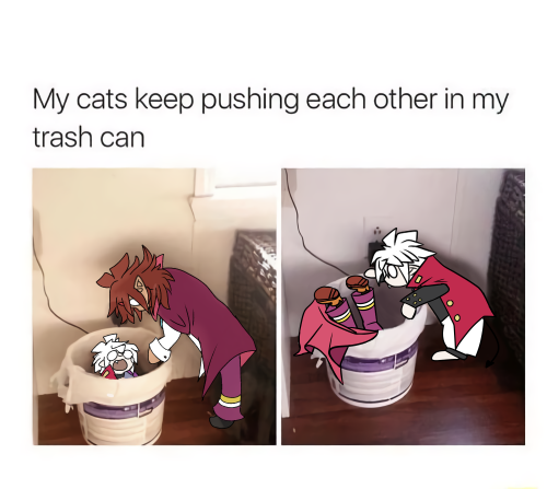 Pushing in the trash can