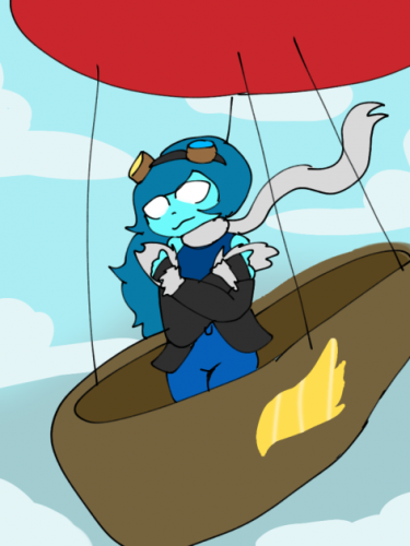 blue on a airship