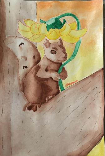 Squirrel Holding Flower