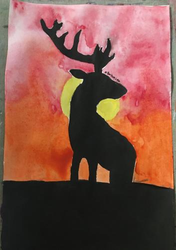 Deer in Sunset