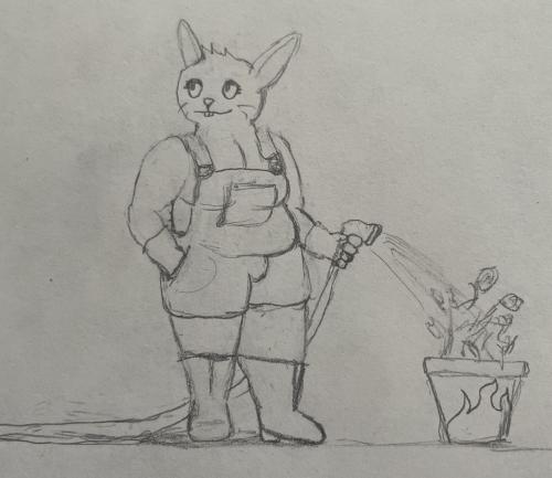 A Distracted Rabbit Gardener