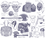 A sketchy character sheet for Keishi Gryerook! A Half-Orc Paladin