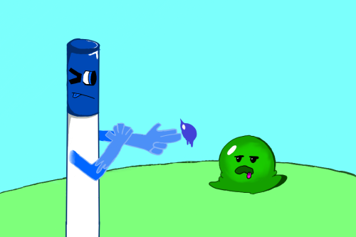 Watearker fights a slime!