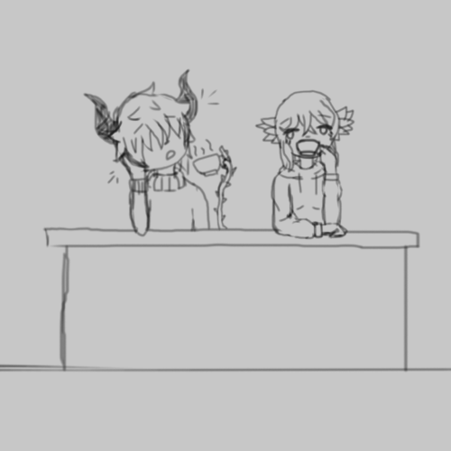 Alaster and Koyuki having a cup of tea