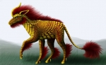 Golden and red qilin