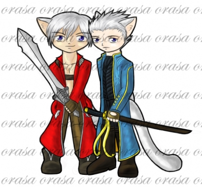 Dante and Vergil Chibi-kitties