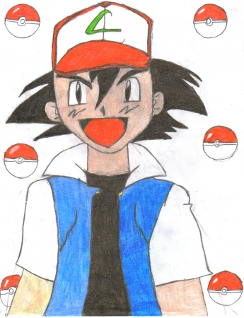 Ash and pokeballs