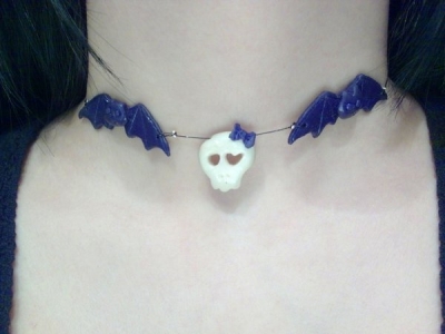 Bats and skull necklace