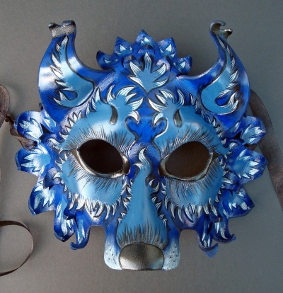 Blue Wolf Leather Mask