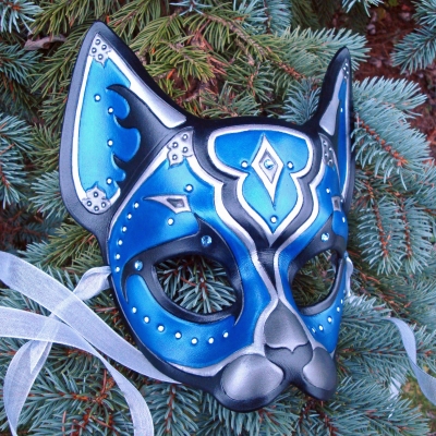 Blue Jeweled Cat Mask