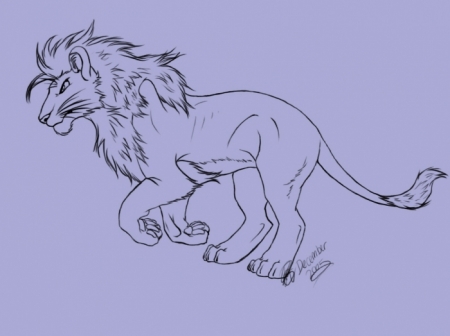 Old style lions lineart