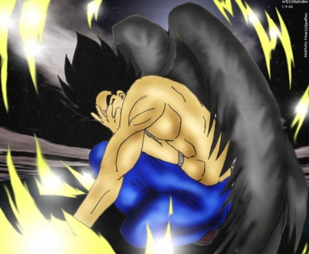 Depressed black winged Saiyan