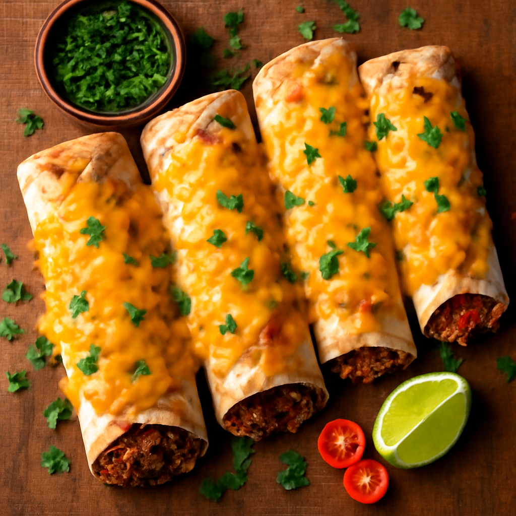 Cheesy burritos  au boeuf haché