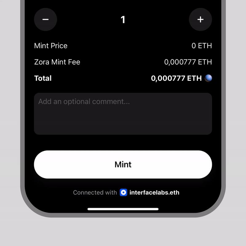 Minting on Interface