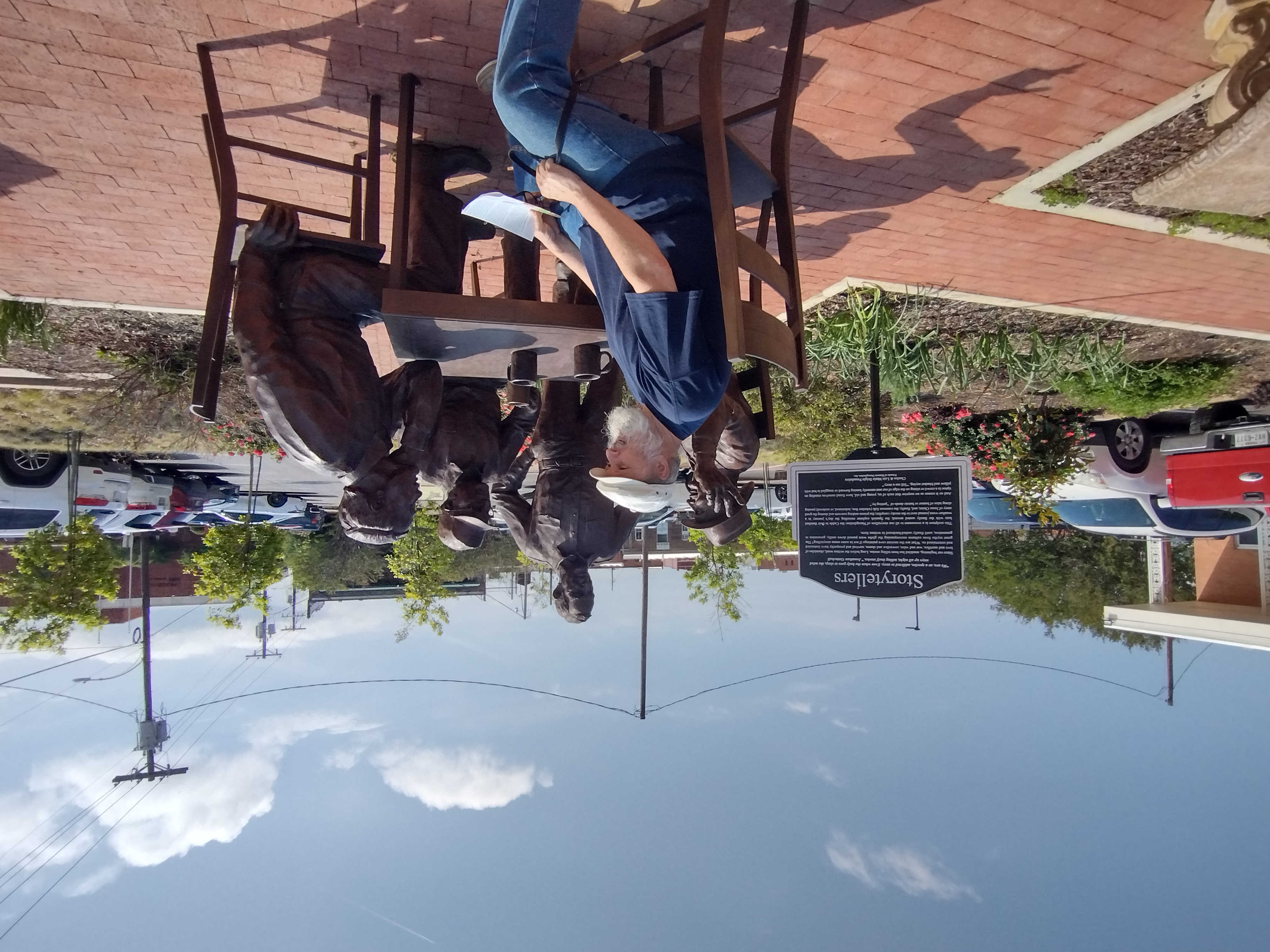 The Storytellers monument in Nacogdoches, Texas (yes, that's me being a card)