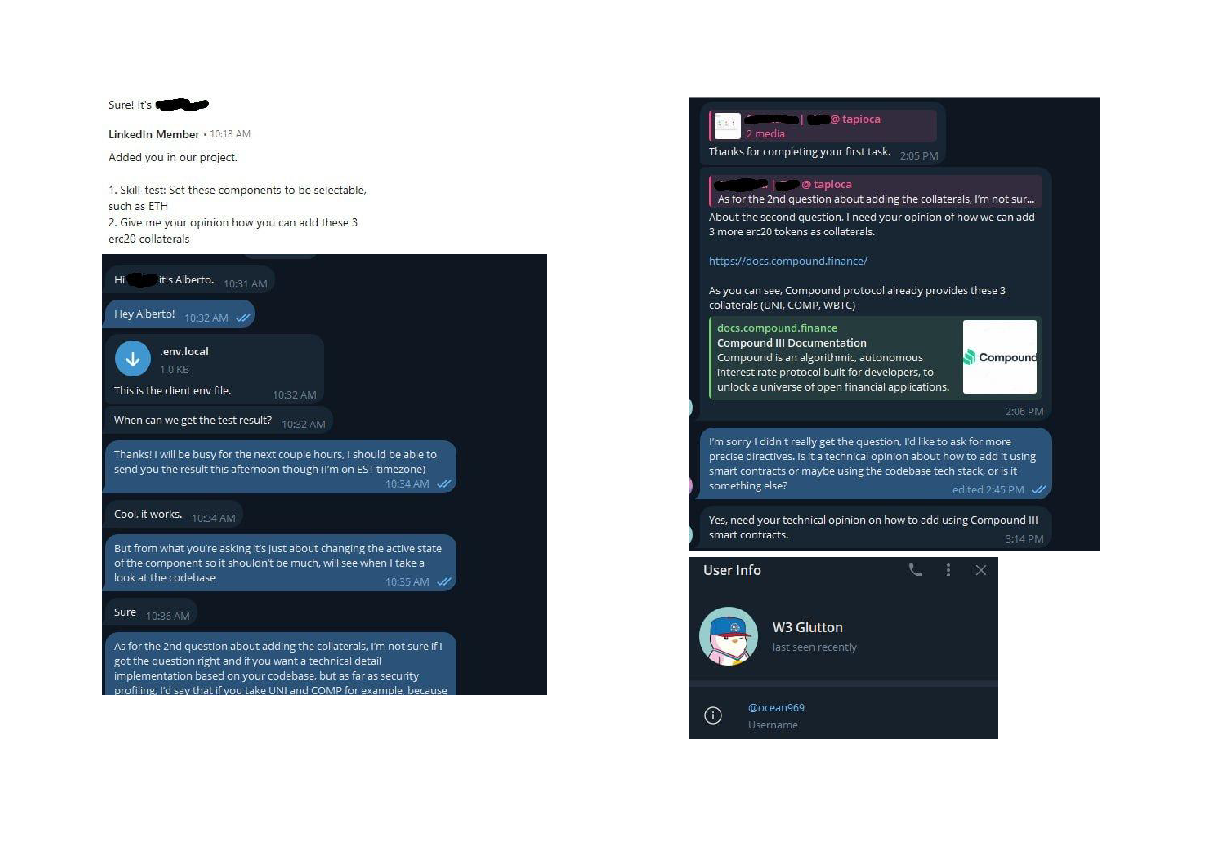Telegram Conversation & Info between Attacker and Engineer